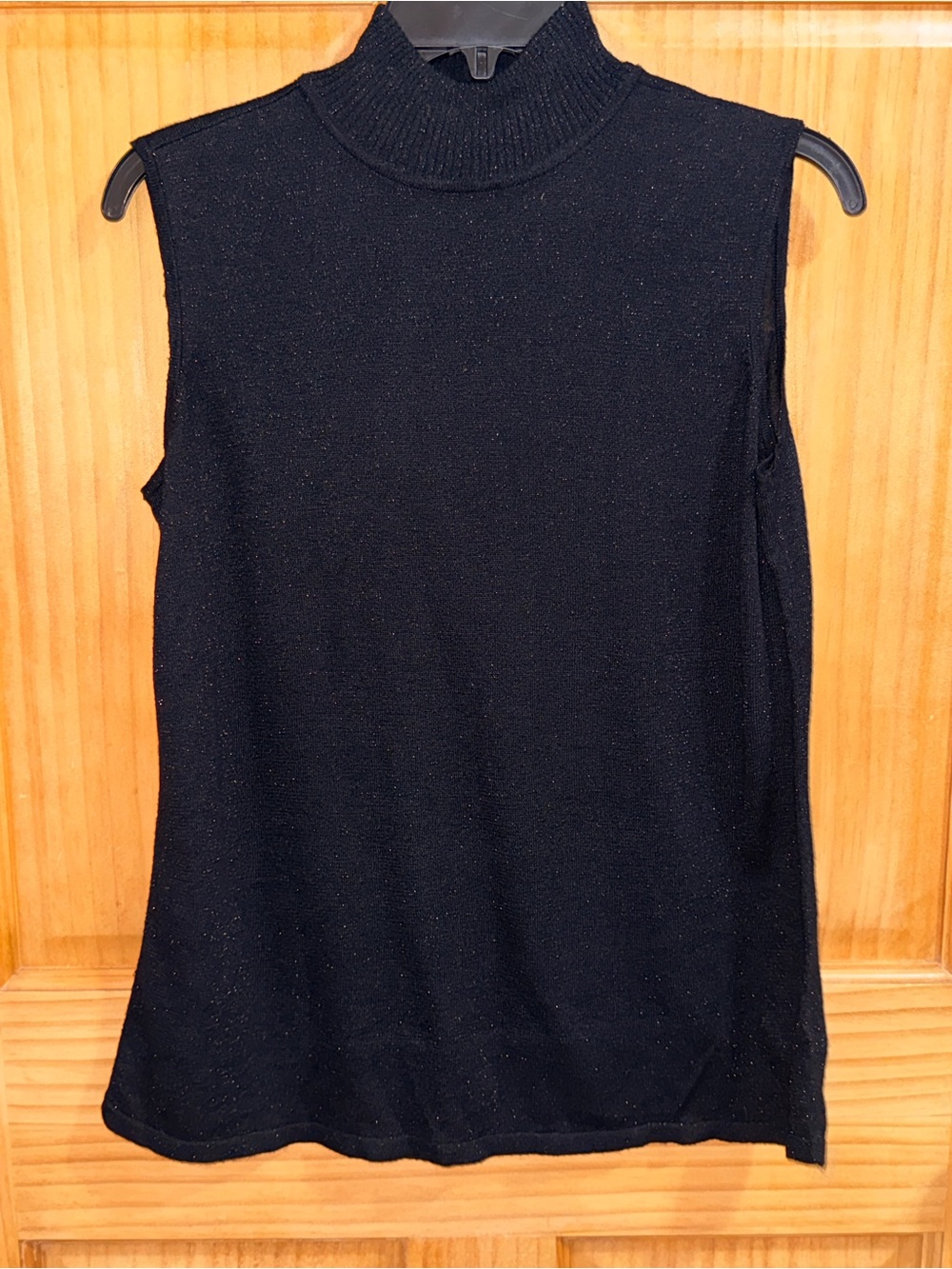 Nygard Women’s Sleeveless Turtleneck Knit Top - Black with Sparkle-L-EC